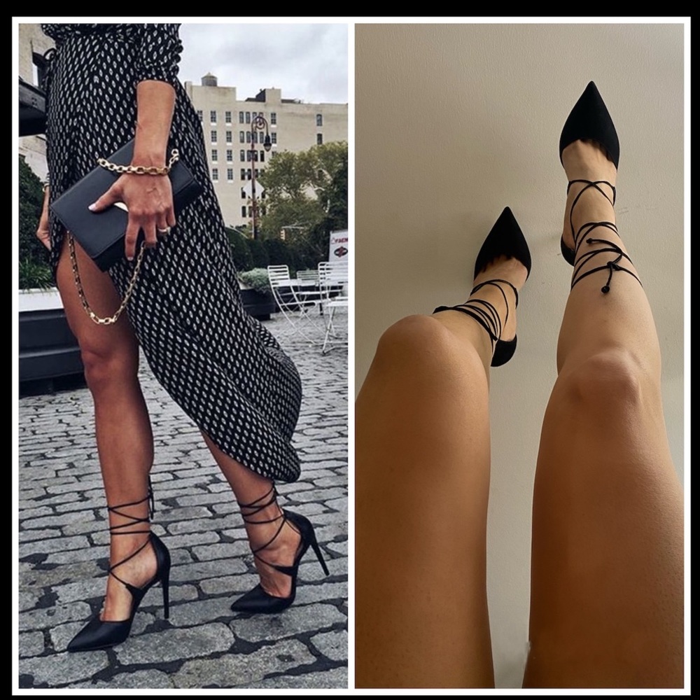 Sexy Suede Stiletto Pumps with Wrap Around Lace in Leather by Steve Madden